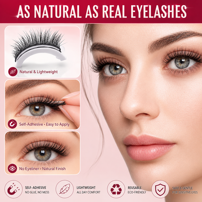 Glue-Free Self-Adhesive Lashes-3-Second, Natural & Reusable