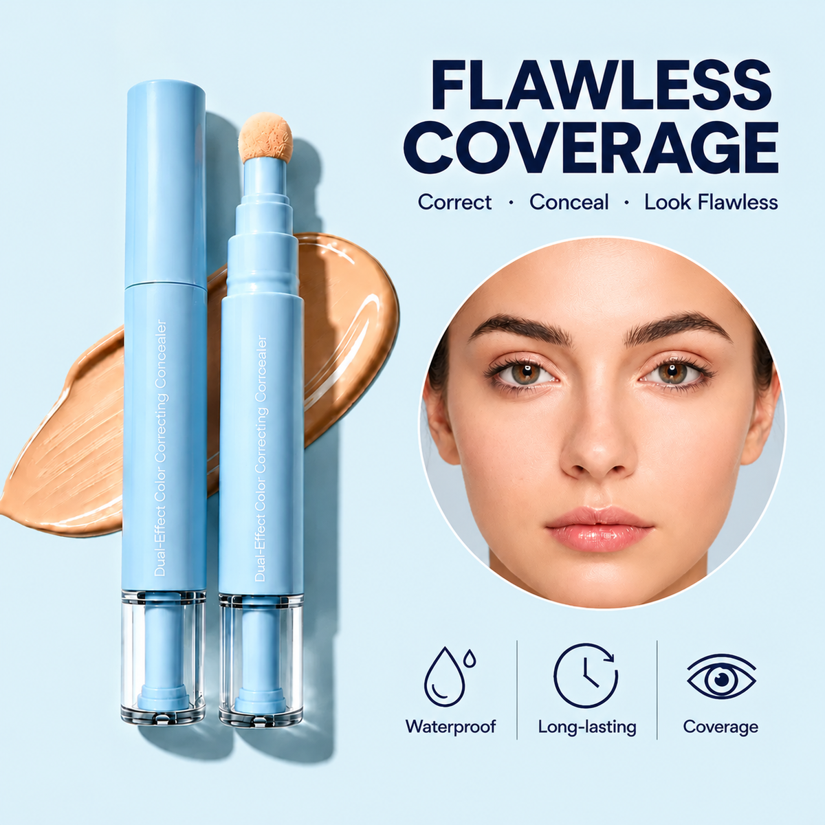 ✨24H Full Coverage Color Correcting Concealer & Matte Pressed Powder